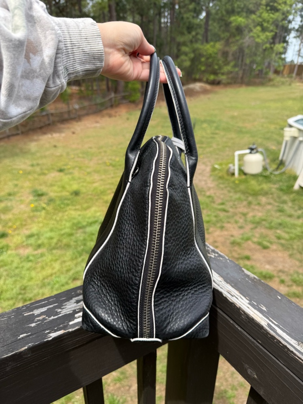 Coach 30165 Black Pebbled Leather Satchel / Duffle Bag Large - Picture 2 of 8